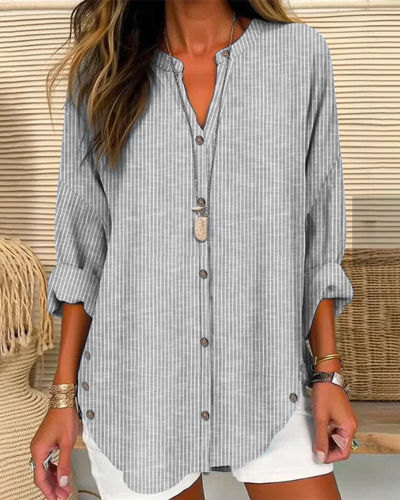 Levoire | Top Avec Décolleté Et Ligne De Cou Avec Rayures Gris