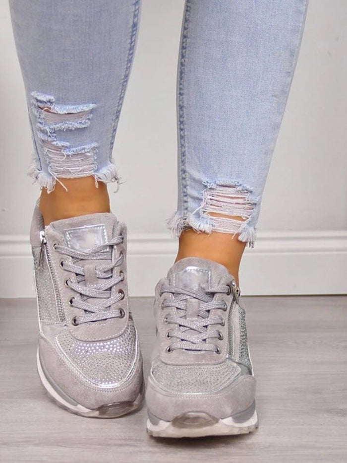 Levoire | Baskets Pour Femmes Avec Design Scintillant Et Fermeture À Lacets Pour Un Confort Quotidien Gris