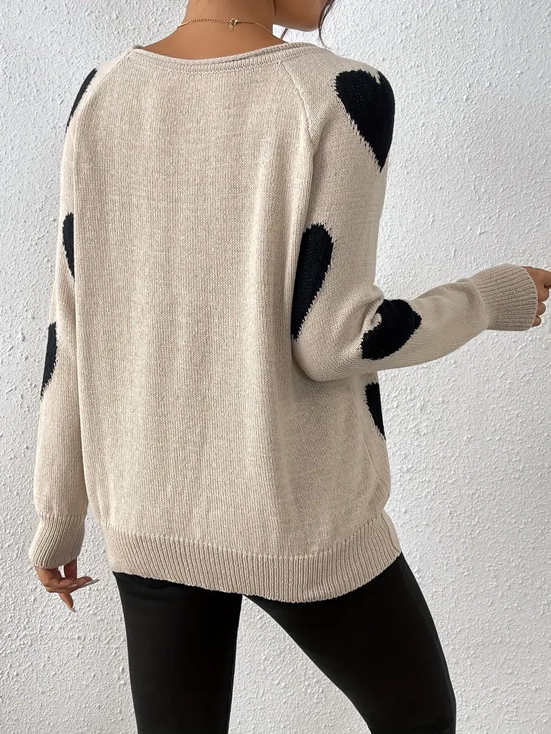 Levoire | Pull À Col En V Pour Femmes Avec Motif En Forme De Cœur