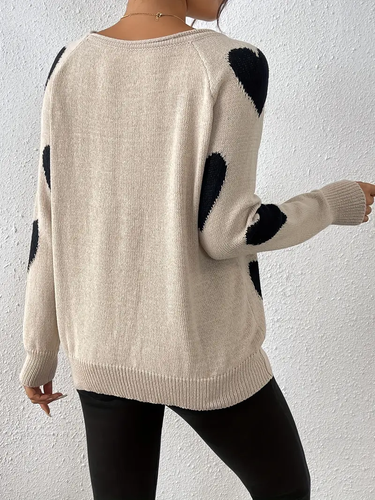 Levoire | Pull À Col En V Pour Femmes Avec Motif En Forme De Cœur