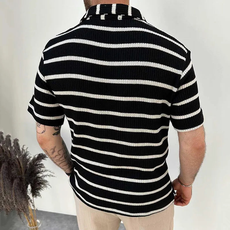 Levoire | T-Shirt Rayé Pour Hommes À Manches Courtes