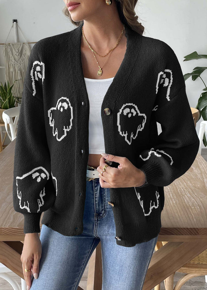 Levoire | Pull-Over À Boutons V Décolleté Français Pour L'Automne Noir