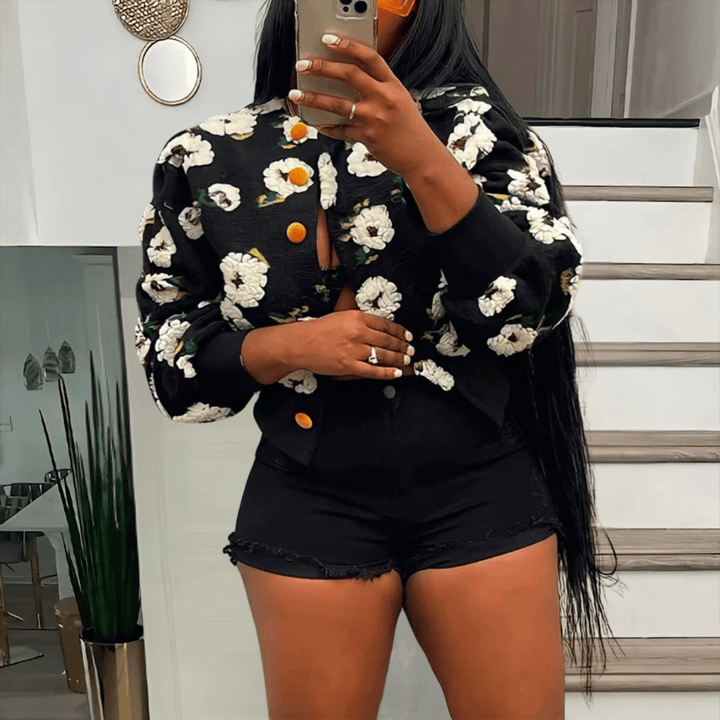 Levoire | Rento Blouse En Ayant Une Belle Allure Fleur noir et blanc