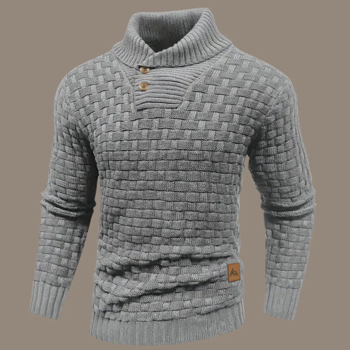 Levoire | Pull En Tricot Pour Hommes Avec Fermeture À Bouton Gris