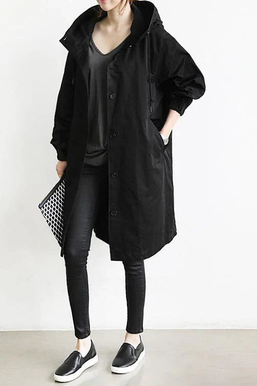 Levoire | Trench-Coat Imperméable Avec Capuche Noir