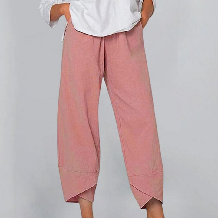 Levoire | Pantalon femme en coton léger et lin, confort d'été pour femmes Rosa