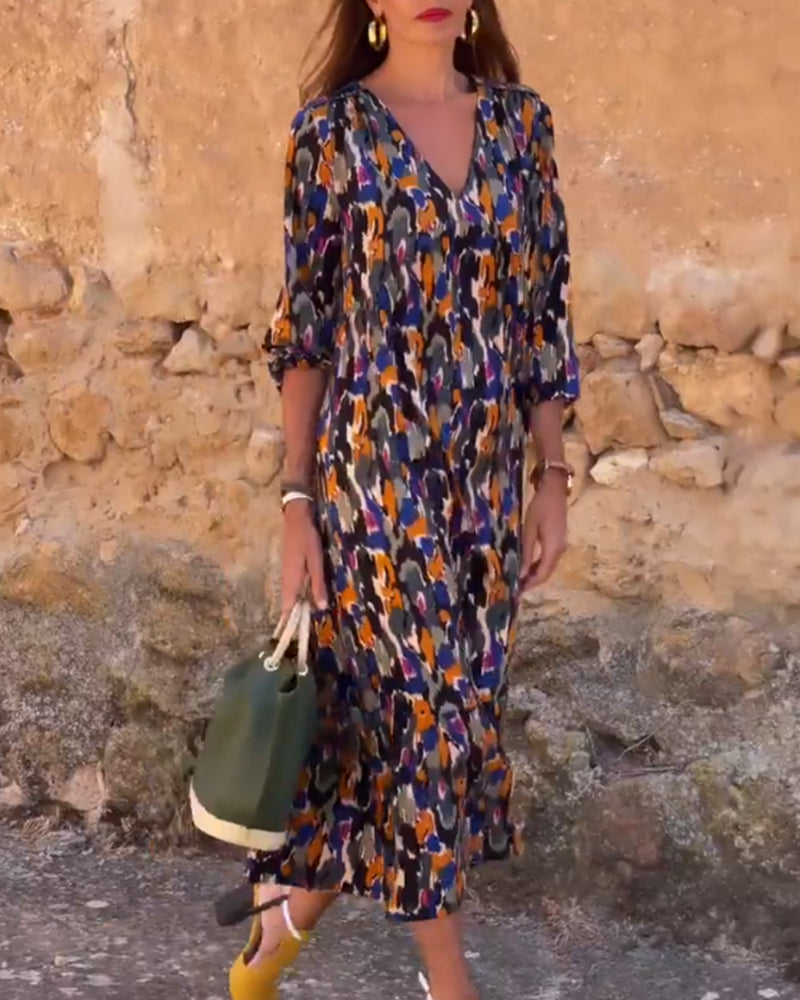 Levoire | Robe À Décolleté En V Imprimé Rétro