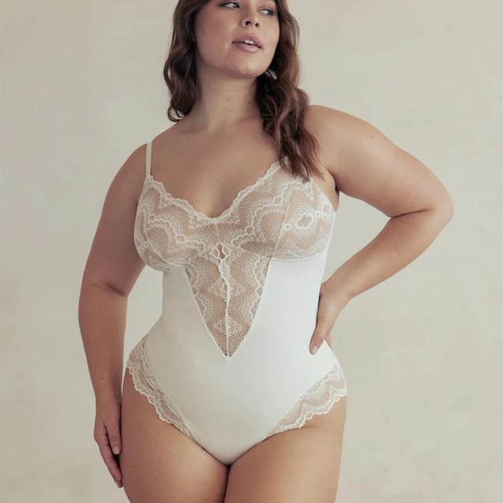 Levoire | Formender Spitzen Shapewear Bodysuit Blanc
