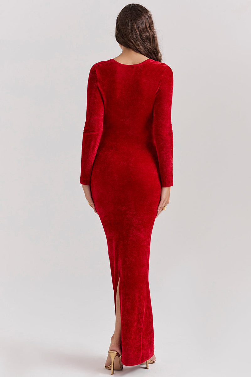 Levoire | Robe De Soirée Longue Avec Manches Longues Et Décolleté Plongeant
