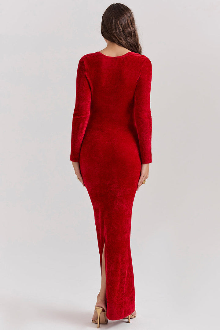 Levoire | Robe De Soirée Longue Avec Manches Longues Et Décolleté Plongeant