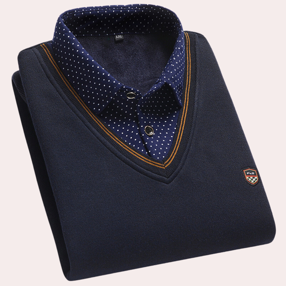 Levoire | Pull classique pour hommes avec col de chemise pour hommes Bleu marine