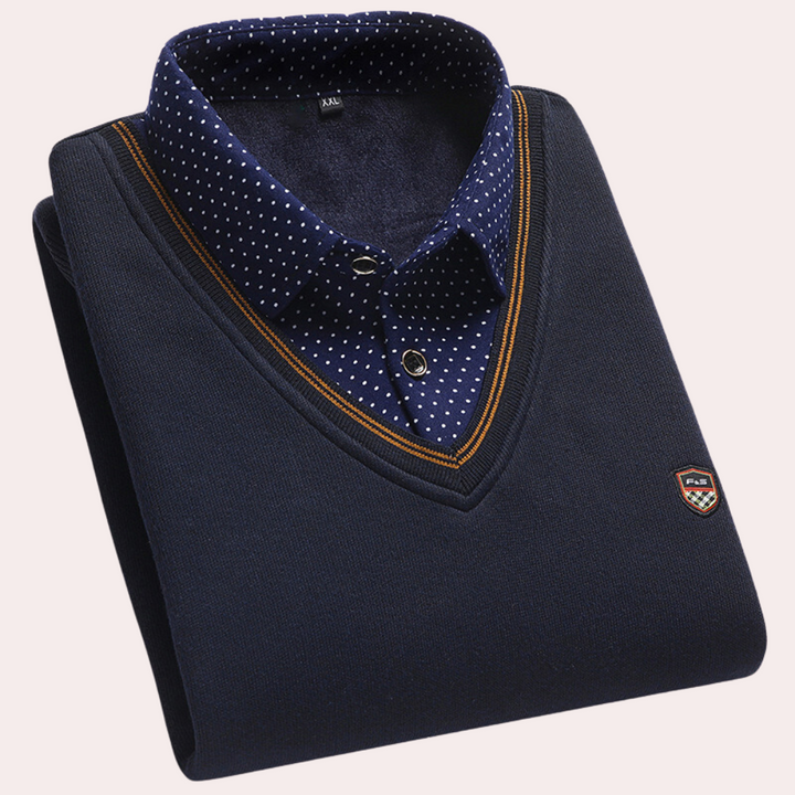 Levoire | Pull classique pour hommes avec col de chemise pour hommes Bleu marine