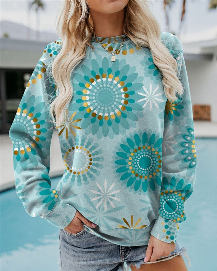 Levoire | Pull Décontracté Ample Avec Col Rond Bleu vert