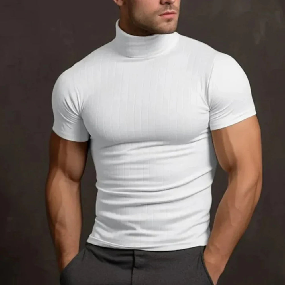 Levoire | T-Shirt Décontracté Avec Col Roulé À Manches Courtes Blanc