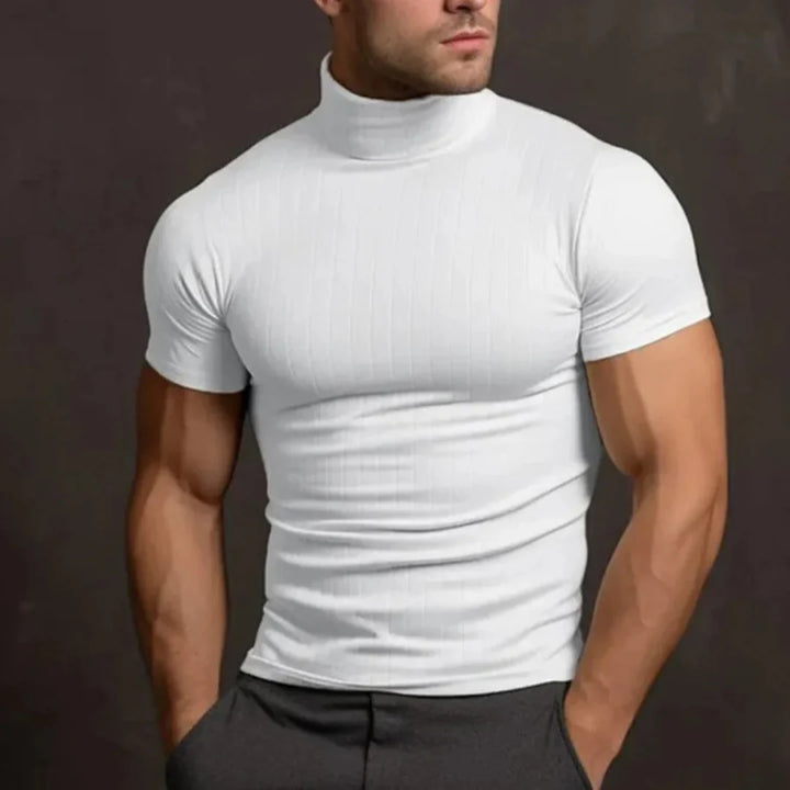 Levoire | T-Shirt Décontracté Avec Col Roulé À Manches Courtes Blanc