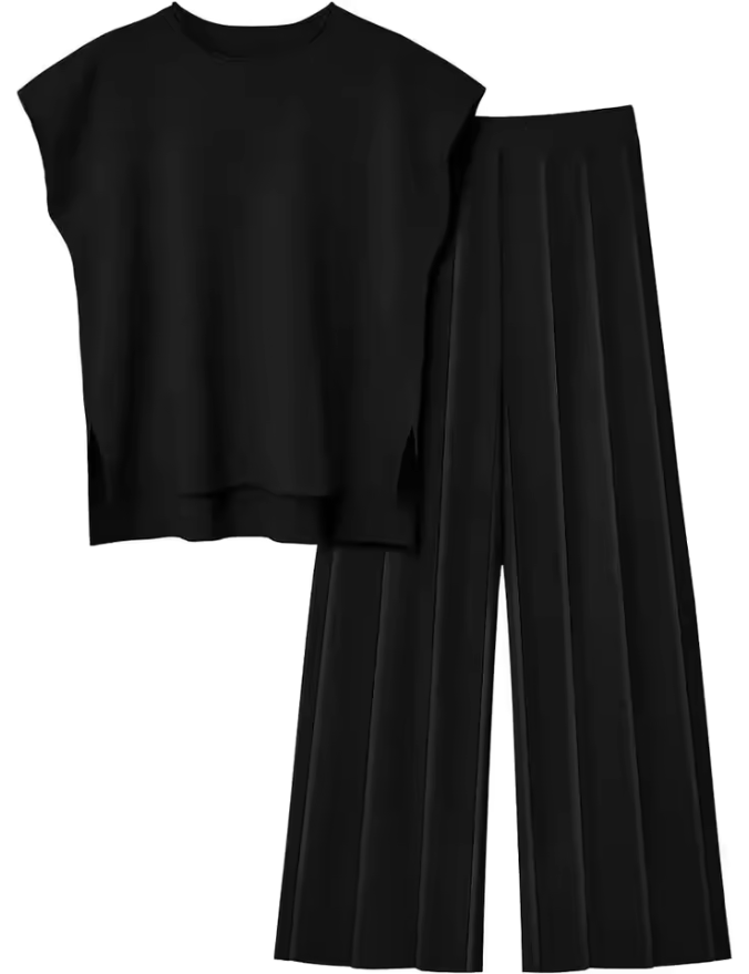 Levoire | Femmes Ensemble Printemps Été Deux Pièces Pantalon Et Haut Noir