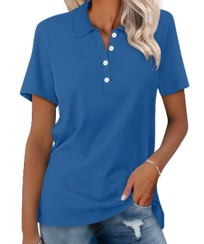 Levoire | Polo Femme Durable à Boutons Bleu