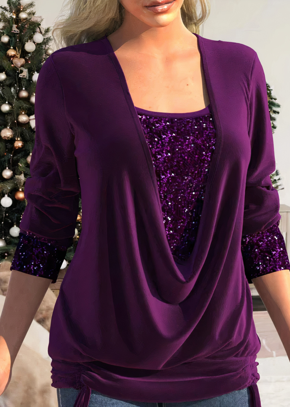 Levoire | Blouse Scintillante Pour Femmes Idéal Pour Les Occasions Festives Lilas