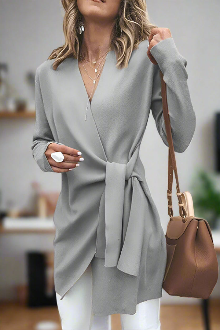 Levoire | Veste En Tricot À Enroulement Pour Femmes Avec Décolleté En V Et Ceinture À La Taille