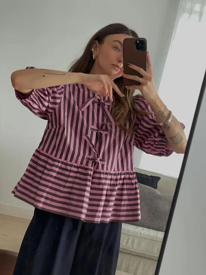 Levoire | Blouse à lacets rayée tendance