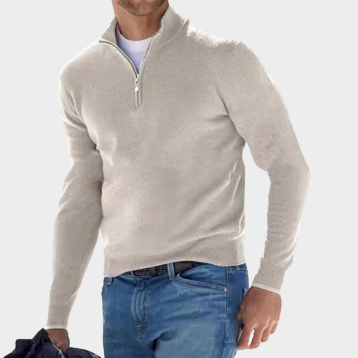 Levoire | Pull À Col Zippé Stylé Beige