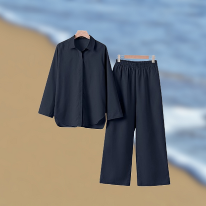 Levoire | Set chemise et pantalon en lin Bleu Foncé