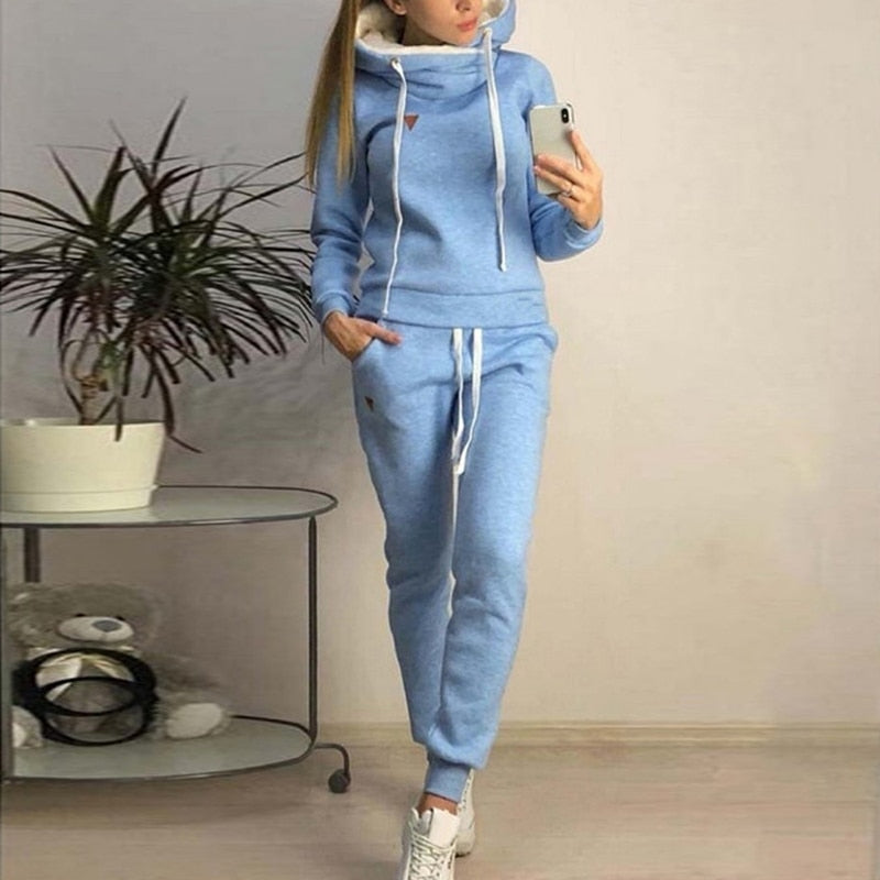 Levoire | Ensemble De Survêtement Confortable Et Doux En Deux Pièces Pour Femmes Bleu