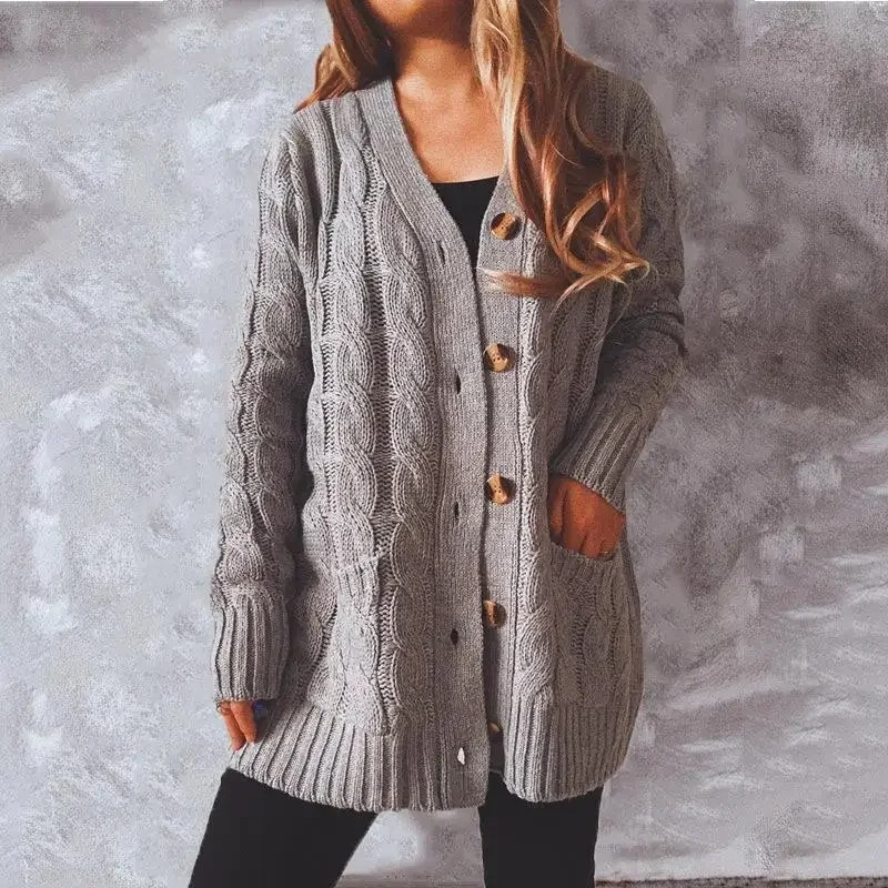 Levoire | Gilet à col haut pour femmes avec design en maille à cape Gris