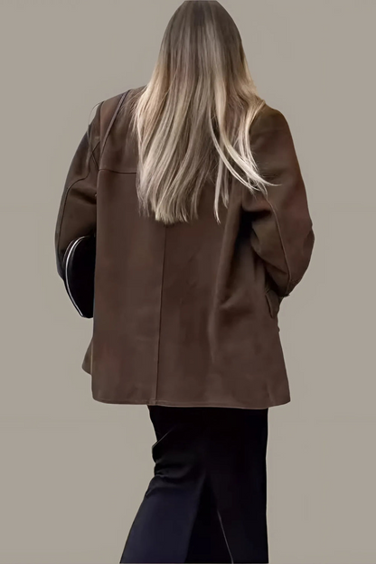 Levoire | Blazer en daim pour femmes classique et décontracté veste brune pour femmes