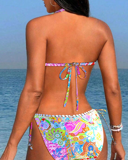 Levoire | Ensemble De Bikini Patchwork Multicolore