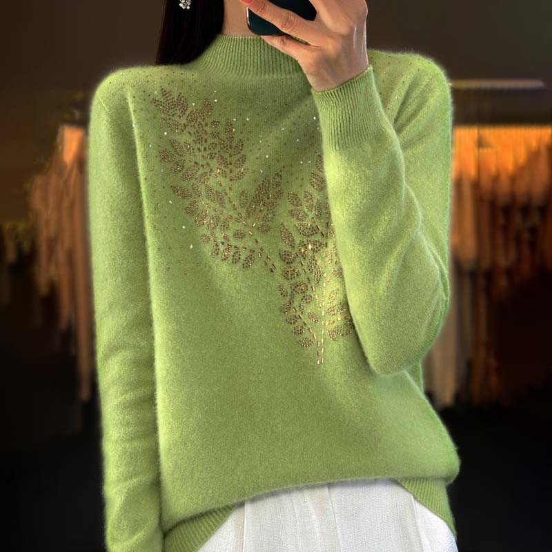 Levoire | En Tricot À Motif De Feuilles Vert