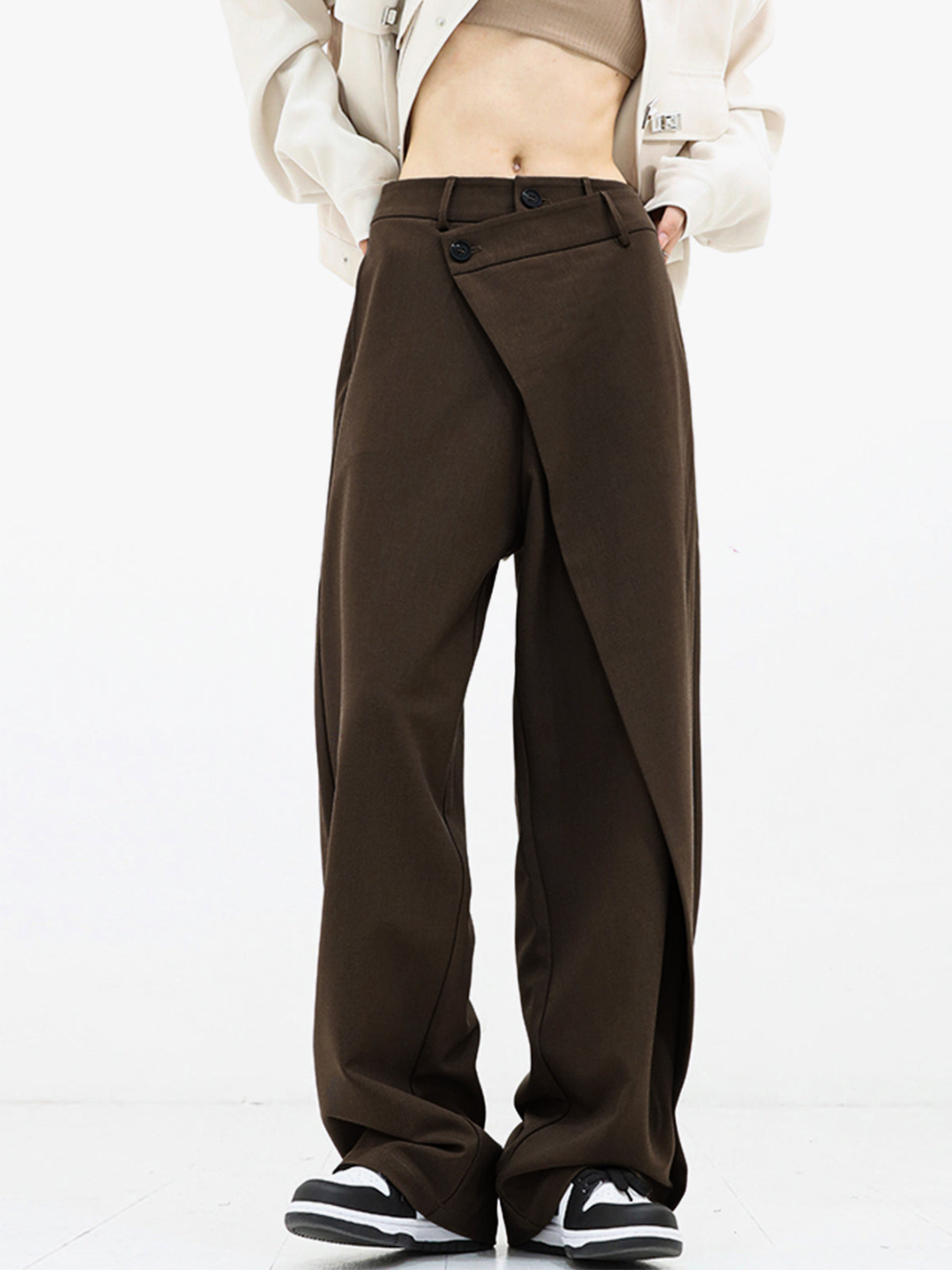 Levoire | Pantalons Baggy Asymétriques Marron foncé