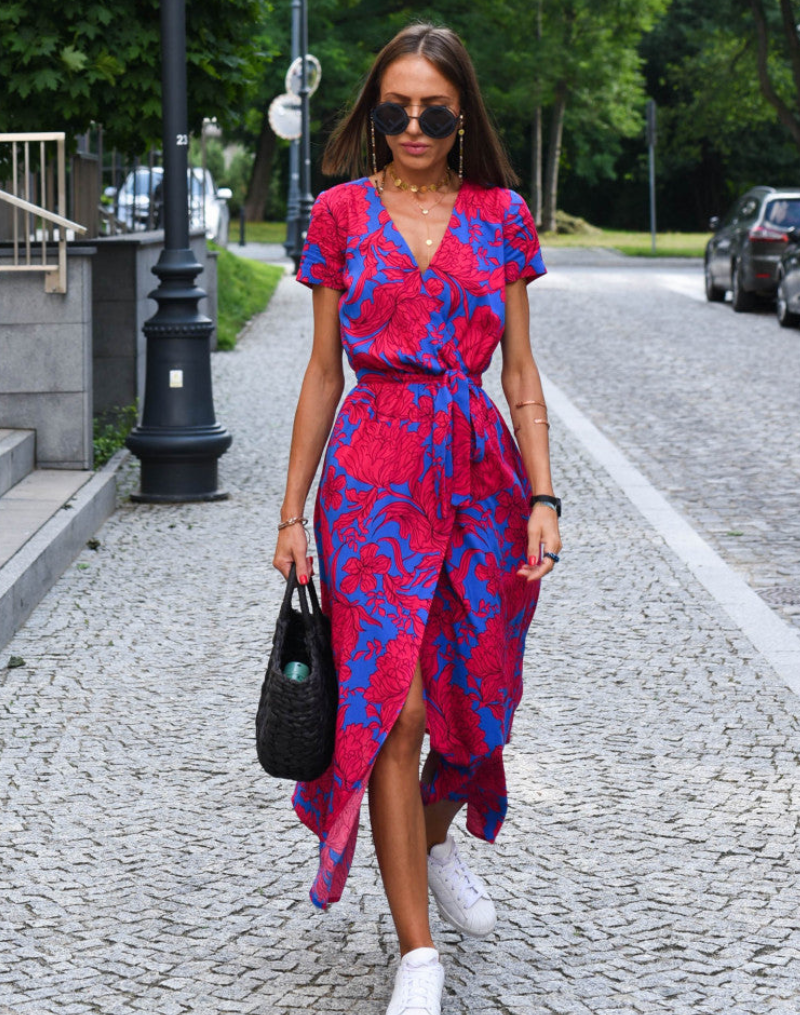 Levoire | Robe d'été longue pour femmes, coupe élégante pour femmes Rot & Bleu