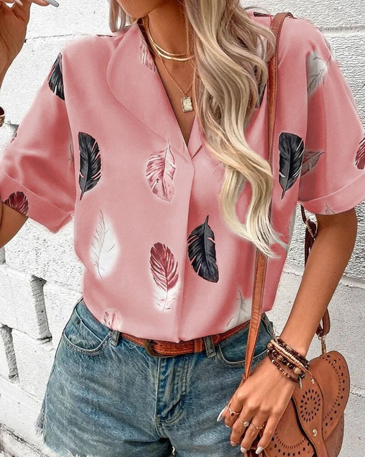 Levoire | Blouse Avec Plumes Et Manches Courtes