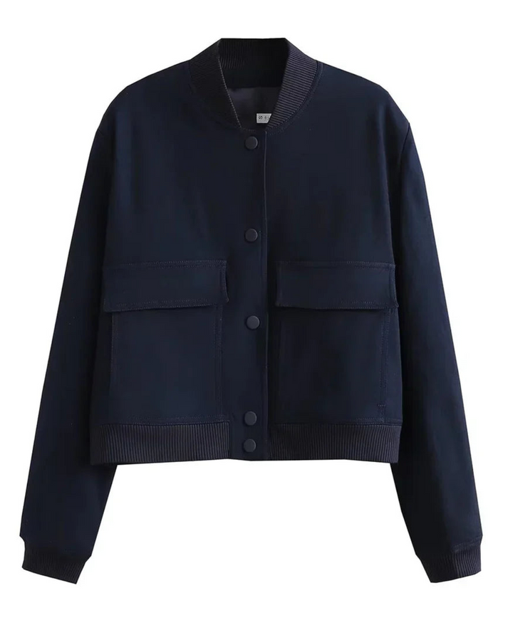 Levoire | Femmes Veste Bomber Croppée Chic Veste Tendance pour Femmes Marine