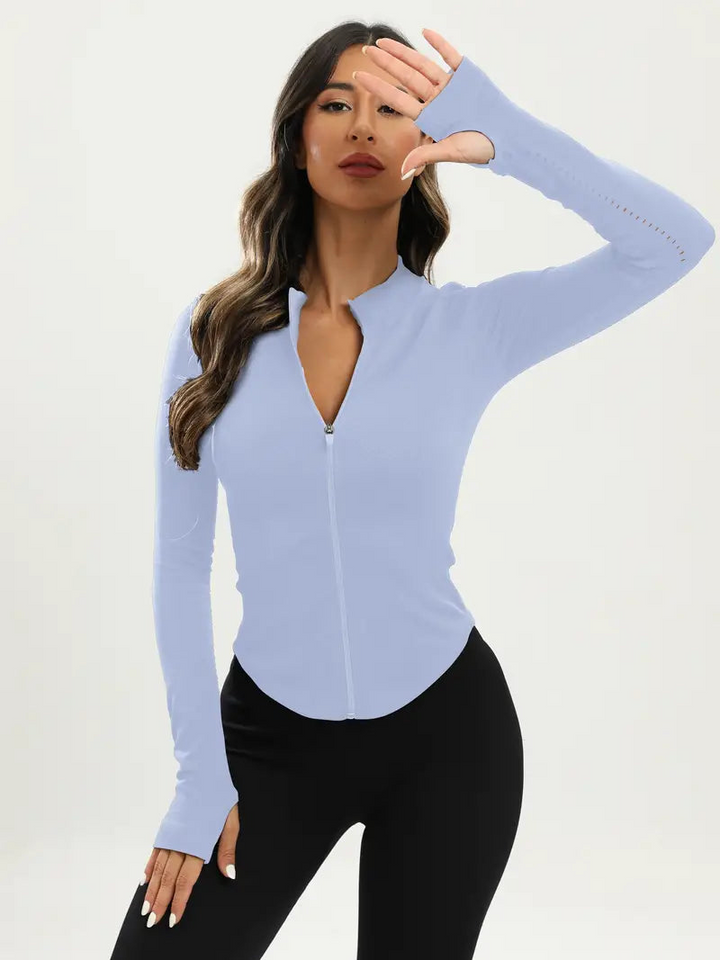 Levoire | Veste de yoga et pilates pour femmes noire ajustée et confortable Bleu ciel