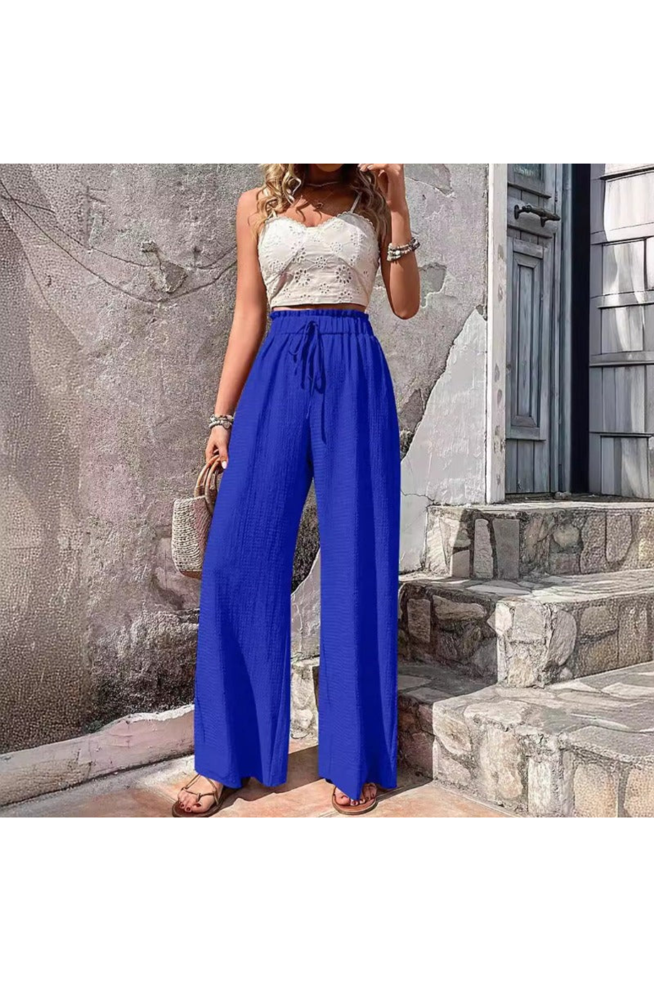 Levoire | Pantalons À Jambe Large Pour Femmes Longues Bleu