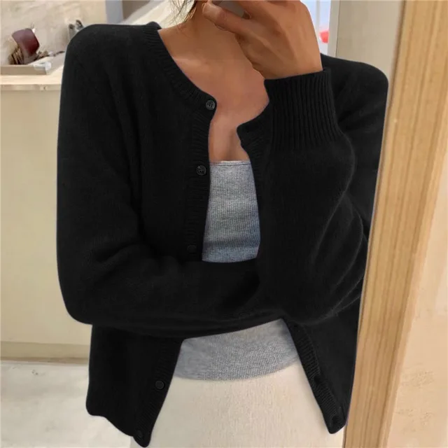 Levoire | Veste Tricotée Unicolore Pour Femmes Noir Une taille