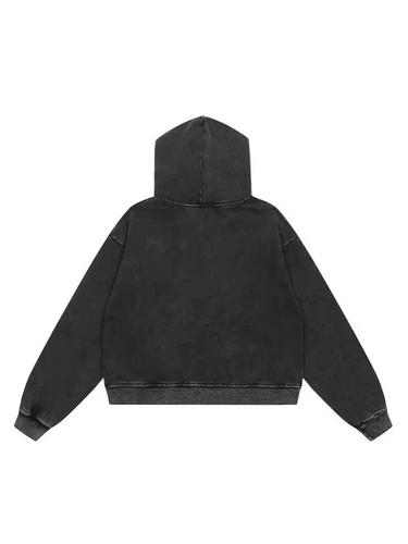 Levoire | Pull à capuche zippé pour hommes en tissu lavé Pull avec fermeture éclair pour hommes