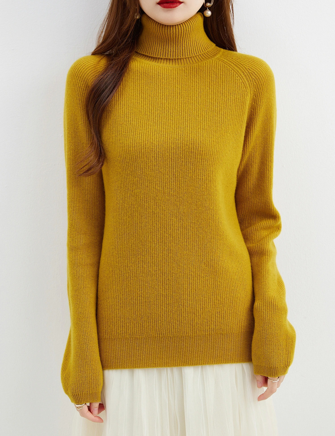 Levoire | Pull en Cachemire pour Femmes Pull à Col Cambré, Chaud & Confortable Jaune