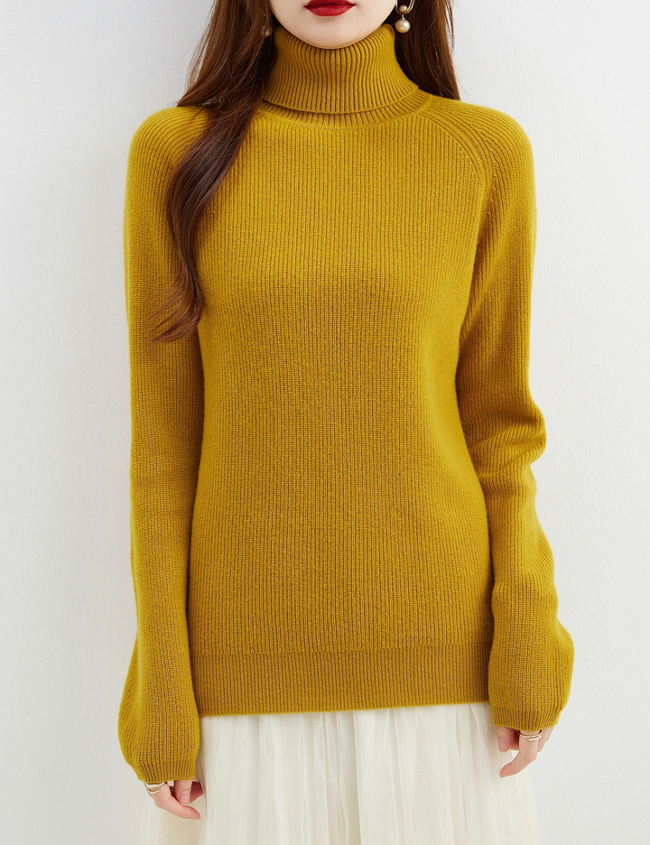 Levoire | Pull en Cachemire pour Femmes Pull à Col Cambré, Chaud & Confortable Jaune