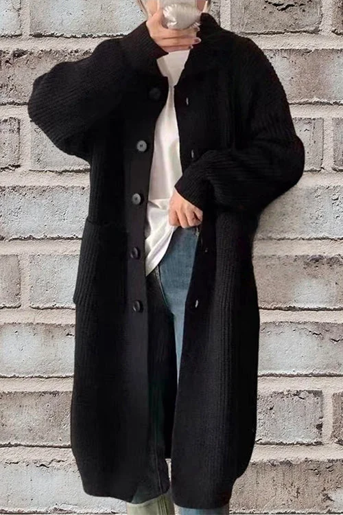 Levoire | Long Gilet With Button Placket, Collar And Practical Pockets Noir