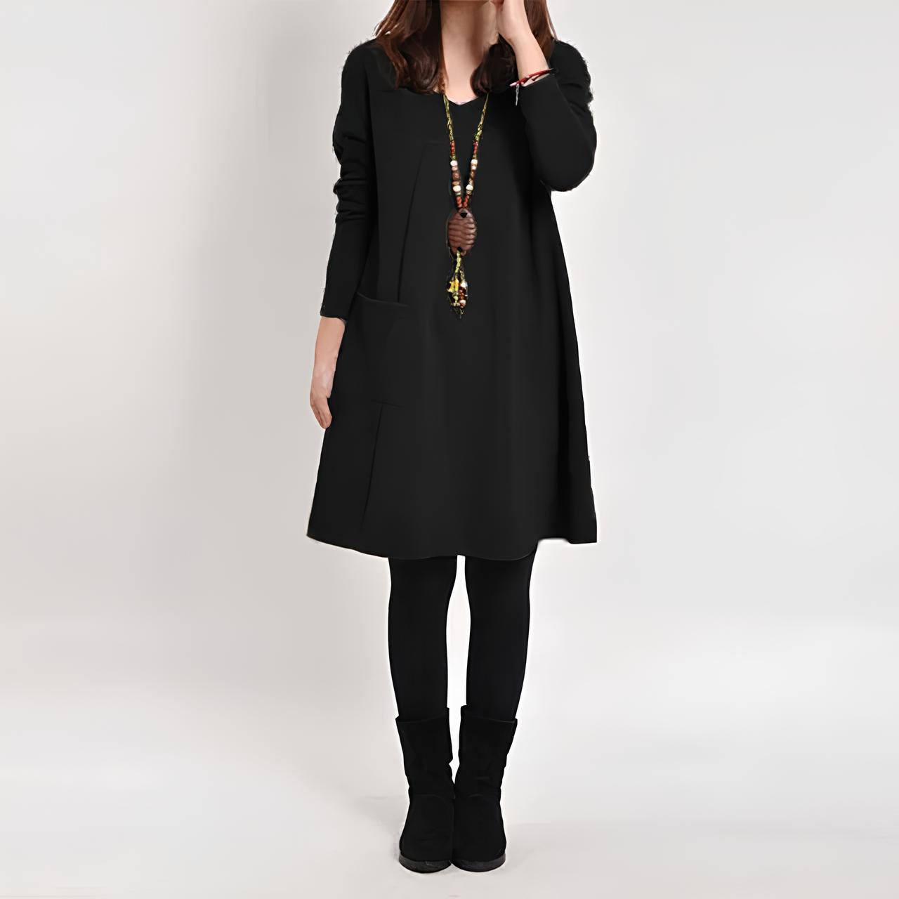 Levoire | Robe Élégante Avec Une Seule Poche Noir