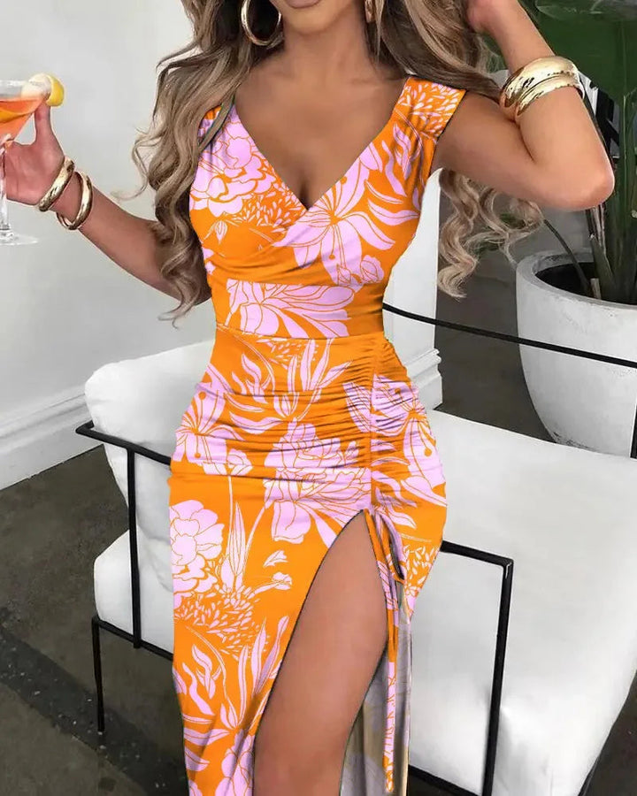 Levoire | Robe D'Été Décolleté orange