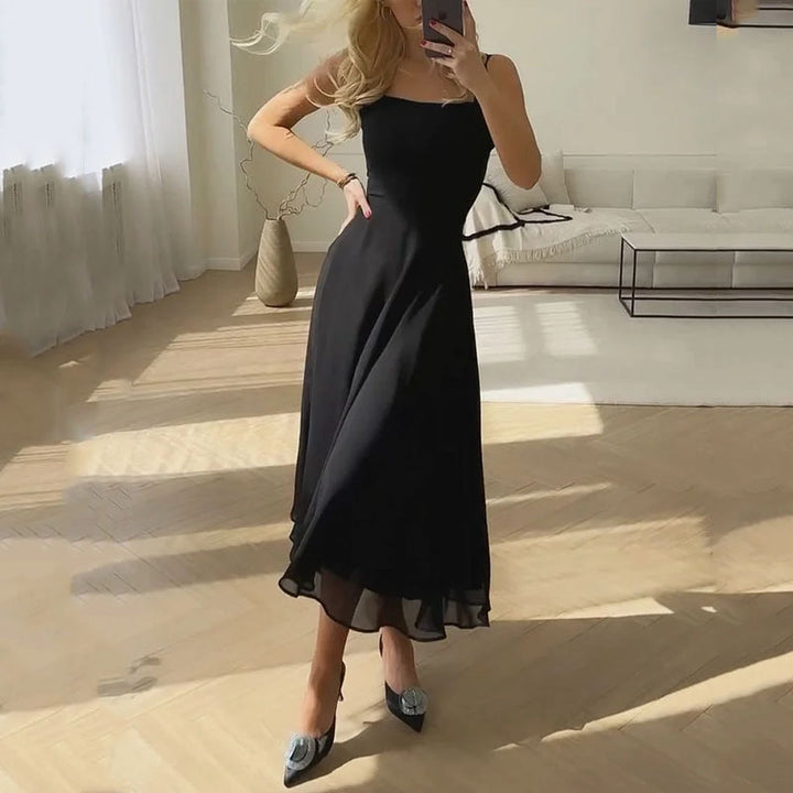 Levoire femme, élégante, sans manches, robes unies Noir