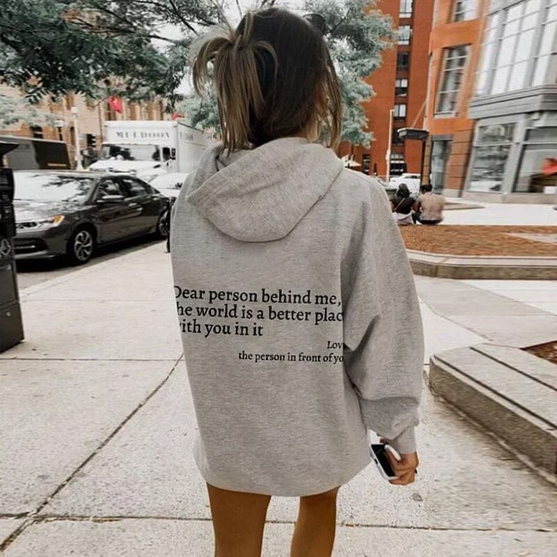 "Hoodie Cher Personne Derrière Moi" Gris