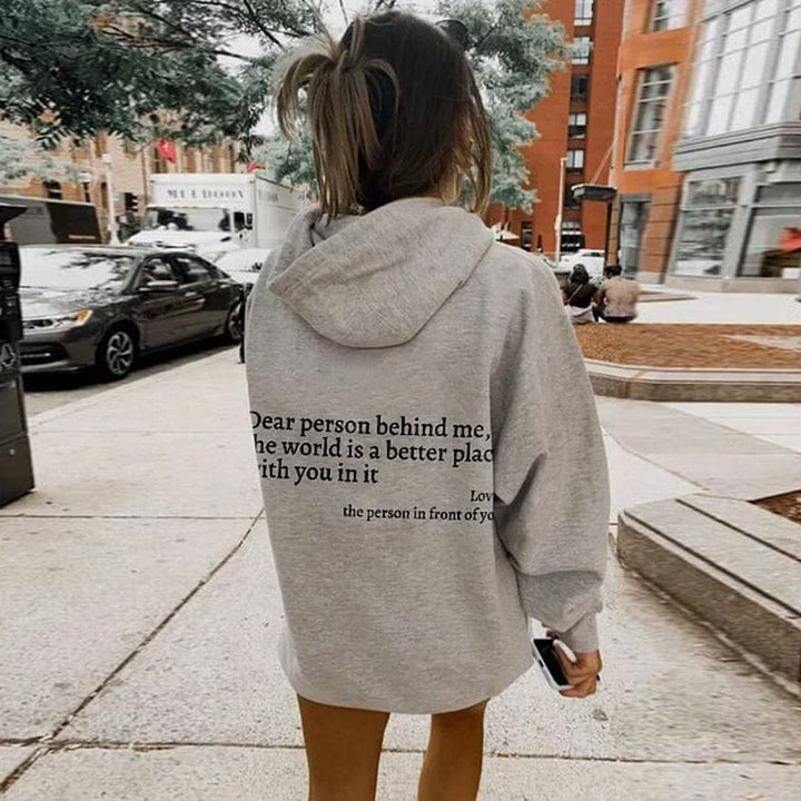 "Hoodie Cher Personne Derrière Moi" Gris
