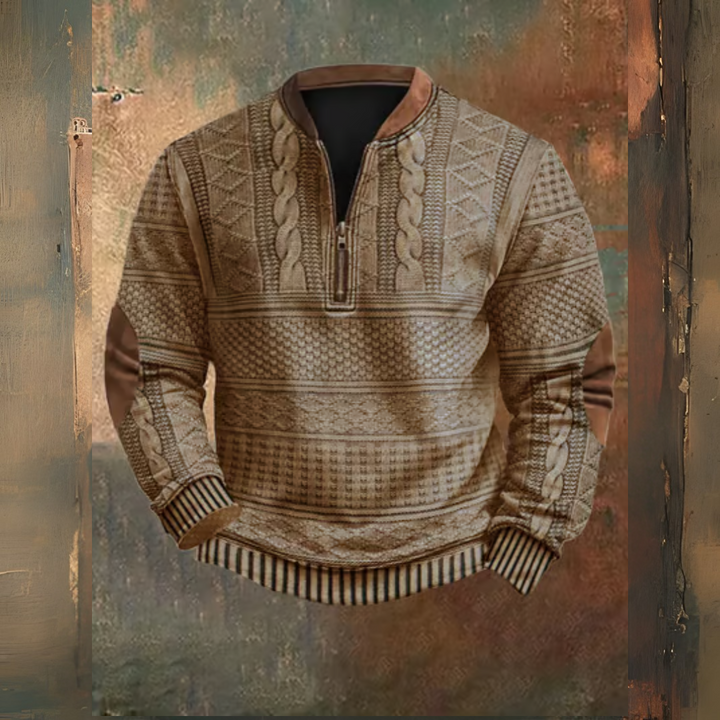 Levoire | Pull En Maille Vintage Avec Fermeture Éclair Khaki