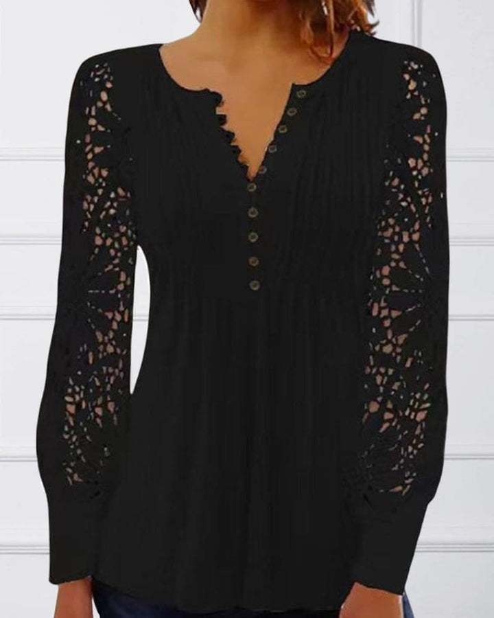 Levoire | Blouse En Dentelle À Manches Longues Et Décolleté En V