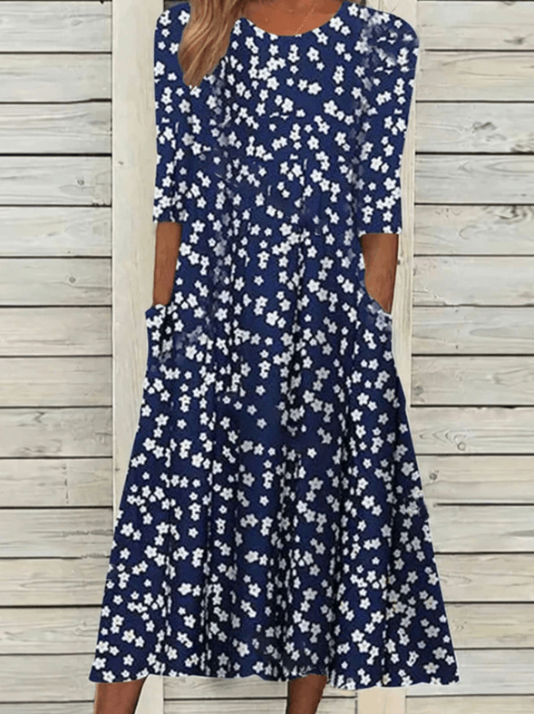 Levoire | Robe d'été pour femmes à fleurs Robe confortable pour femmes Bleu